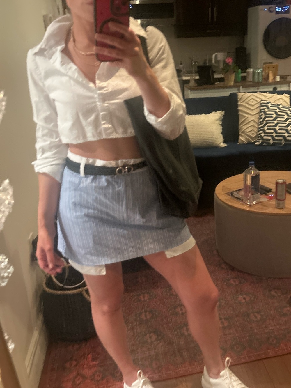 L'Academie Striped Mini Skirt in Blue and White